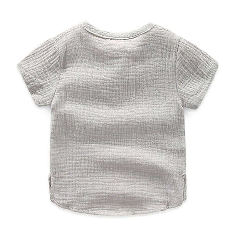Vintage Color Short Sleeve Kids Shirt for Boys Clothes Summer Cotton