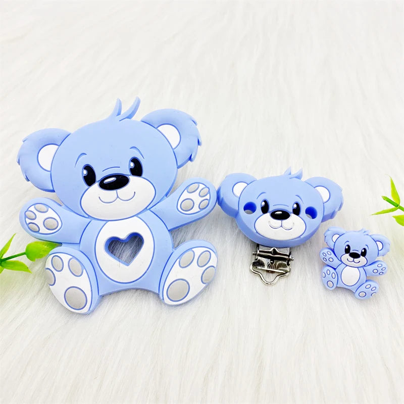 3pcs/lot Bpa Free fox Silicone Beads and Pacifier Clips Baby Teether Silicone