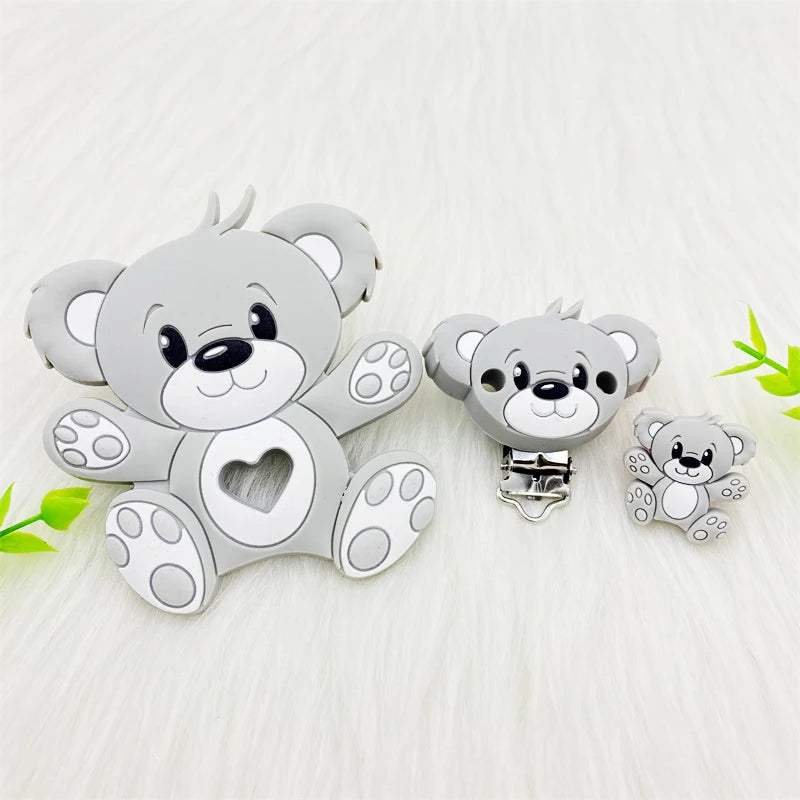 3pcs/lot Bpa Free fox Silicone Beads and Pacifier Clips Baby Teether Silicone