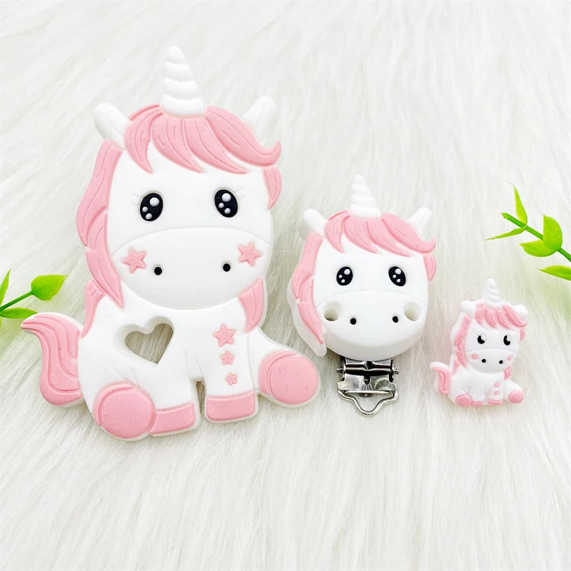 3pcs/lot Bpa Free fox Silicone Beads and Pacifier Clips Baby Teether Silicone