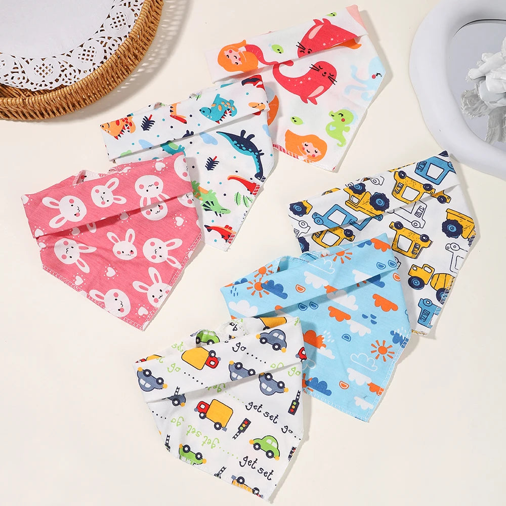 Newborn Cartoon Linen Bibs Kids Burp Cloth Baby Stuff Feeding Drooling Bandana