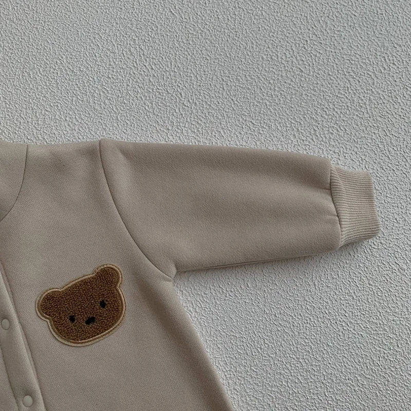 MILANCEL Autumn Plush Hooded Toddler One-piece Baby Girls