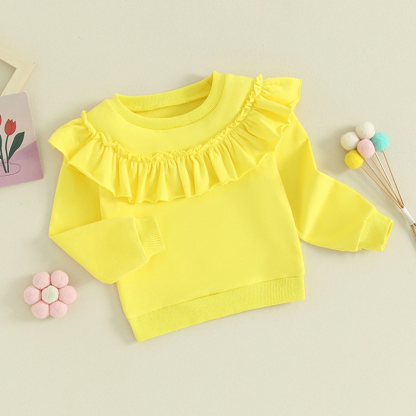 Pudcoco Toddler Kids Baby Girl Ruffle Sweatshirts