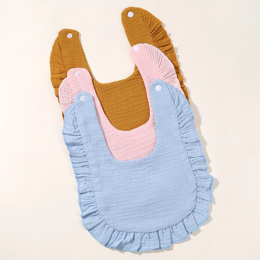 Newborn Cartoon Linen Bibs Kids Burp Cloth Baby Stuff Feeding Drooling Bandana