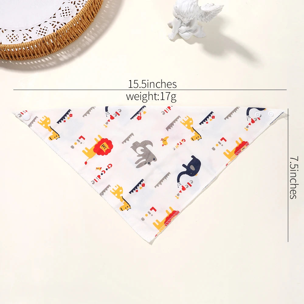Newborn Cartoon Linen Bibs Kids Burp Cloth Baby Stuff Feeding Drooling Bandana