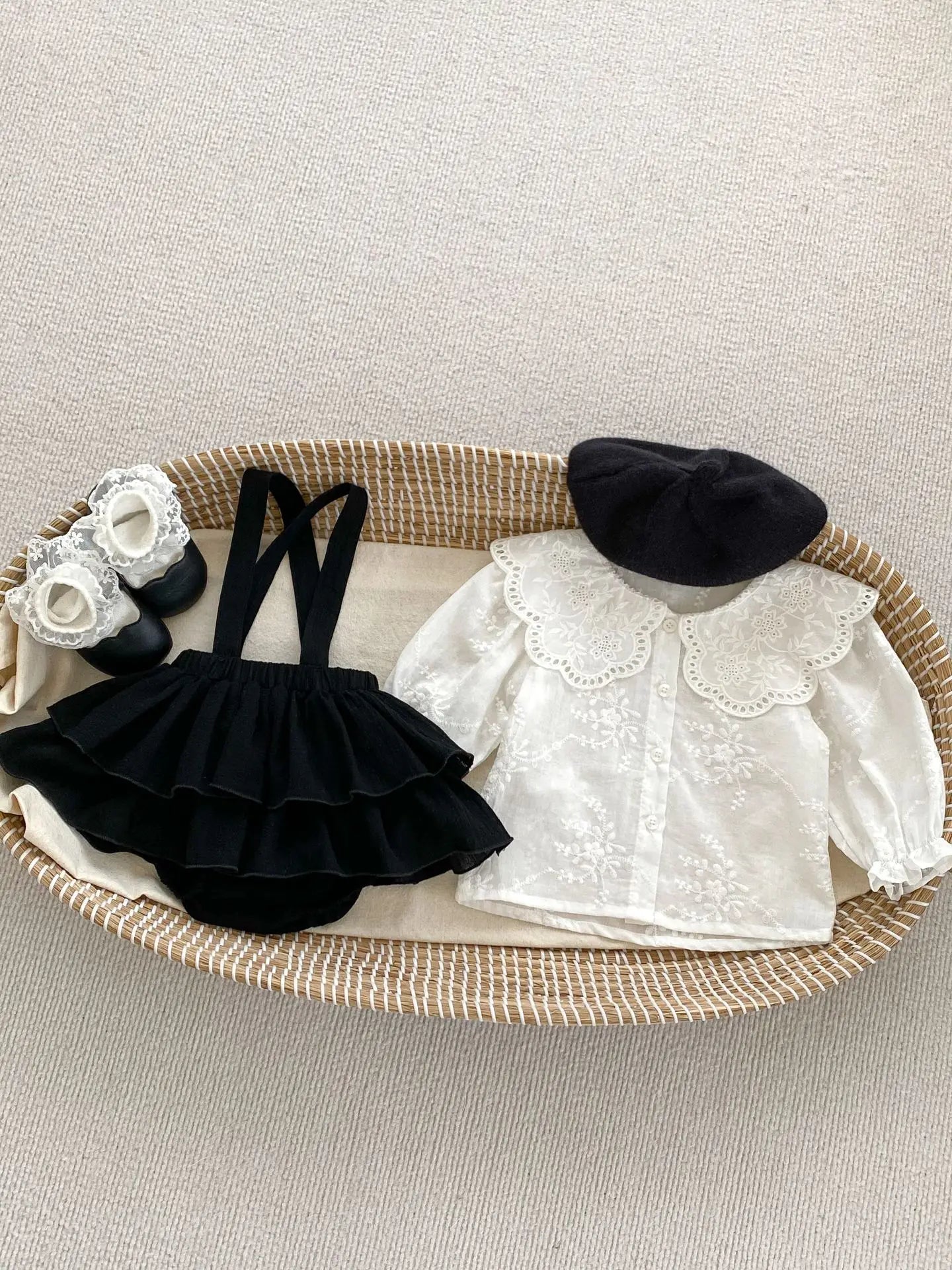 Baby Girl's Clothing Set 2024 Spring New Solid Color