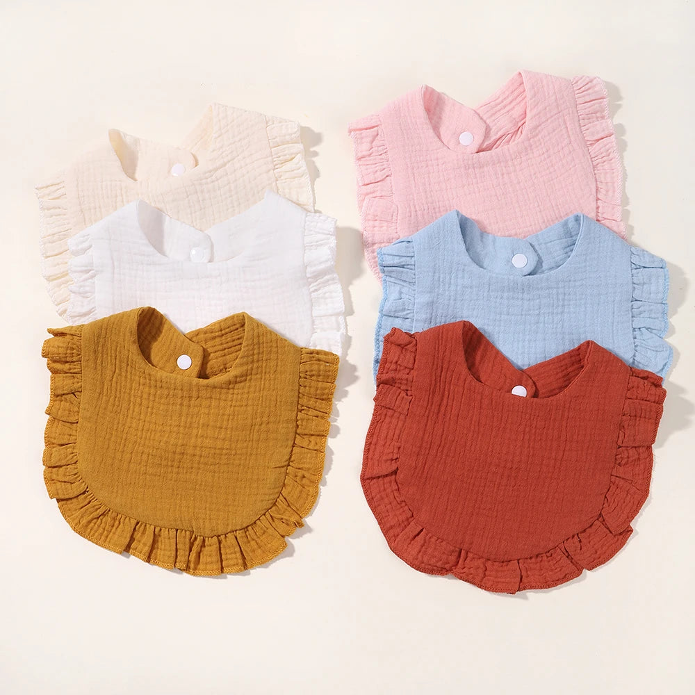 Newborn Cartoon Linen Bibs Kids Burp Cloth Baby Stuff Feeding Drooling Bandana