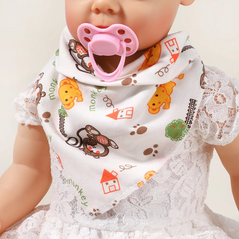 Newborn Cartoon Linen Bibs Kids Burp Cloth Baby Stuff Feeding Drooling Bandana