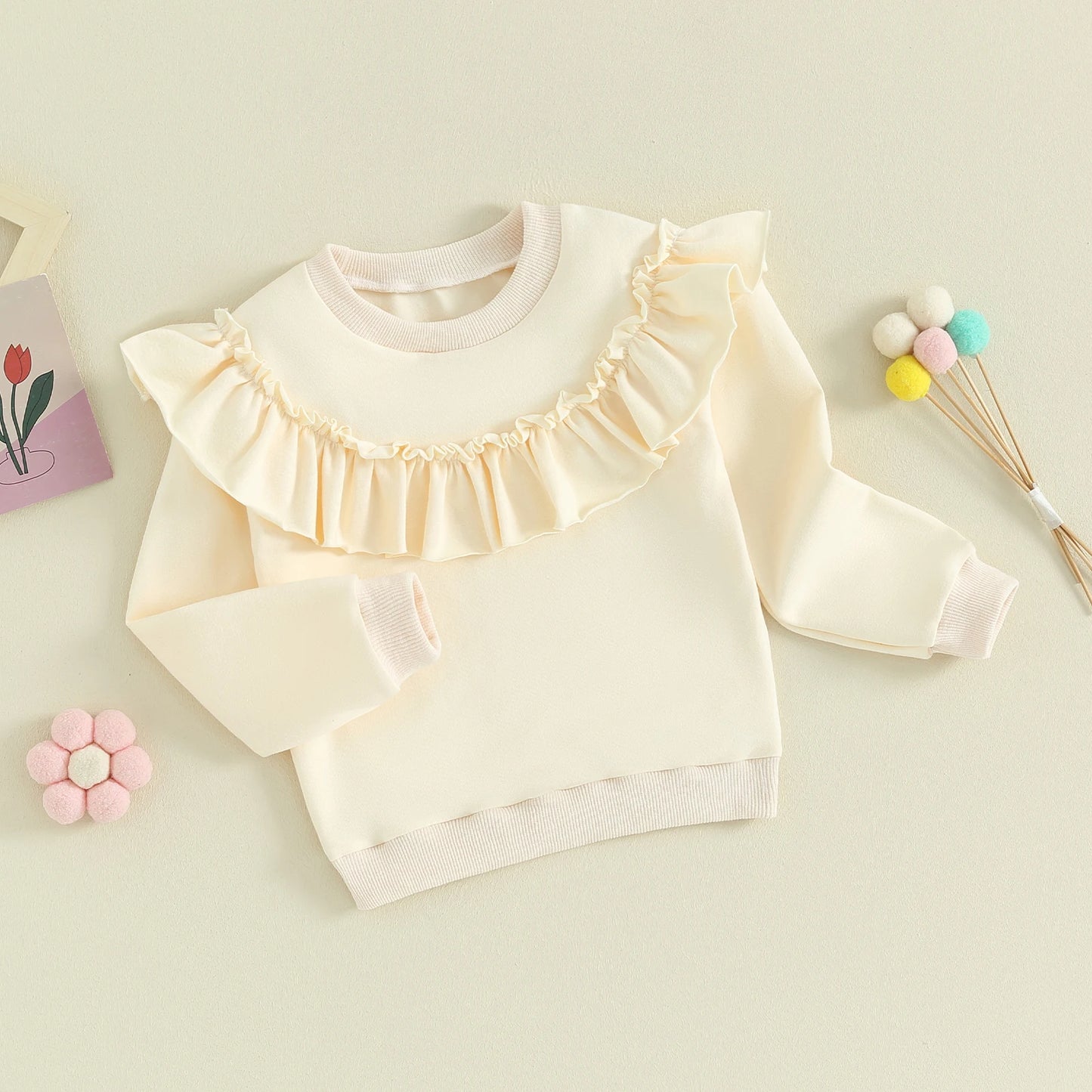 Pudcoco Toddler Kids Baby Girl Ruffle Sweatshirts
