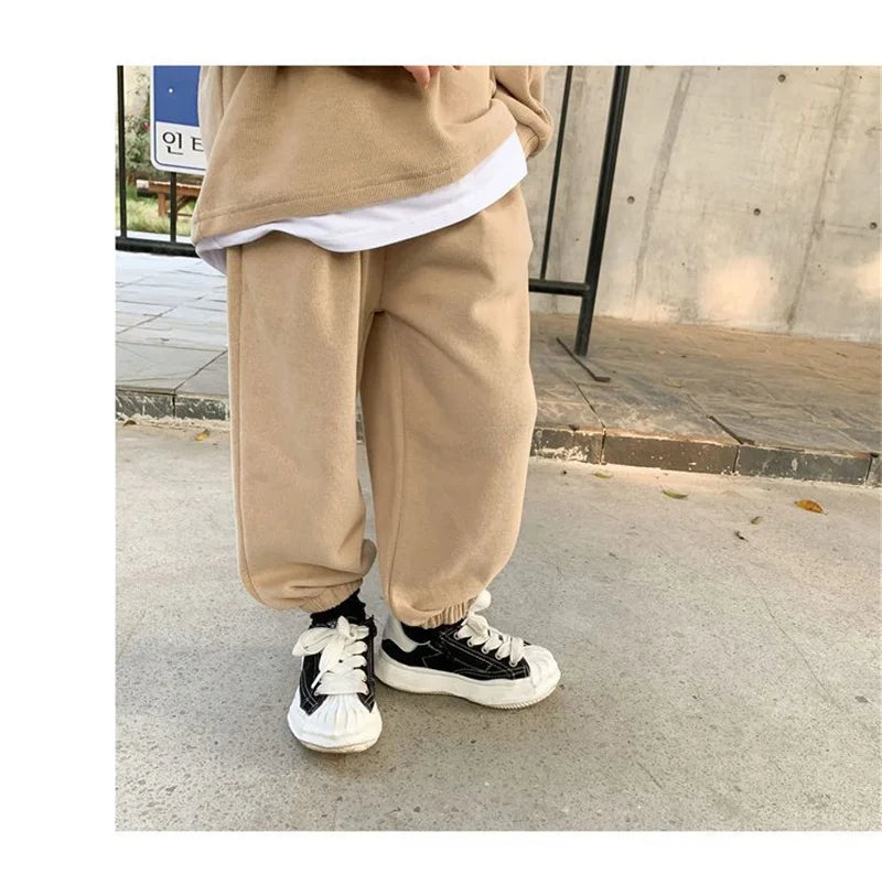 Boys Casual Spring Sets Children Fashion Clothes Suits Kids Solid Colour Sweatshirts+Pants 2Pcs