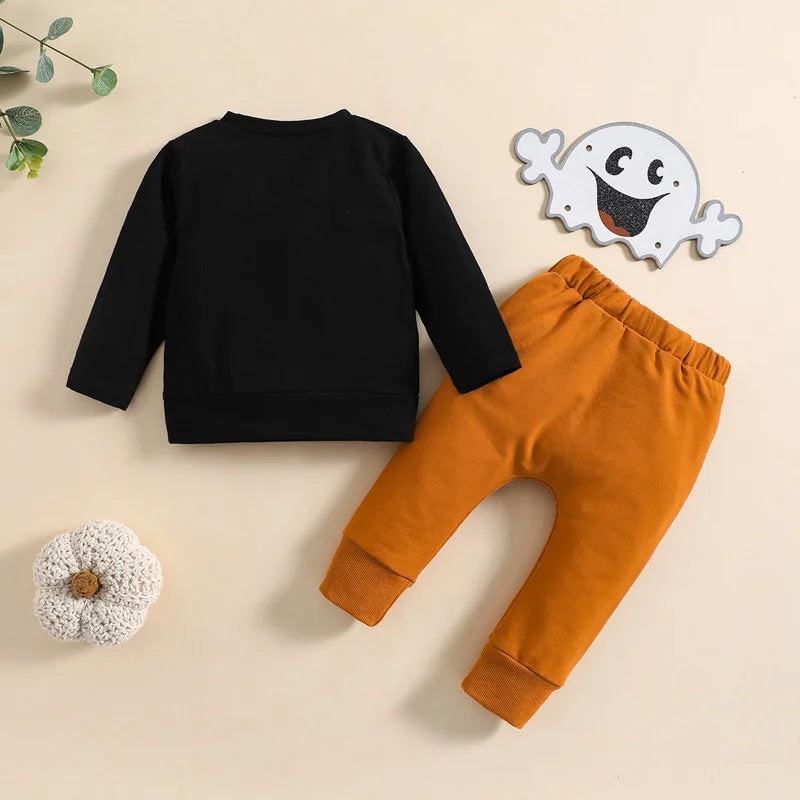 Halloween Autumn Casual Toddler Kids Boys Clothes Sets Letters/Skeleton