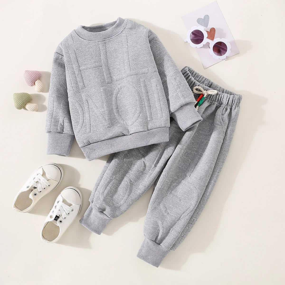 Toddler Boy Round Neck Pullover Casual Sports Set