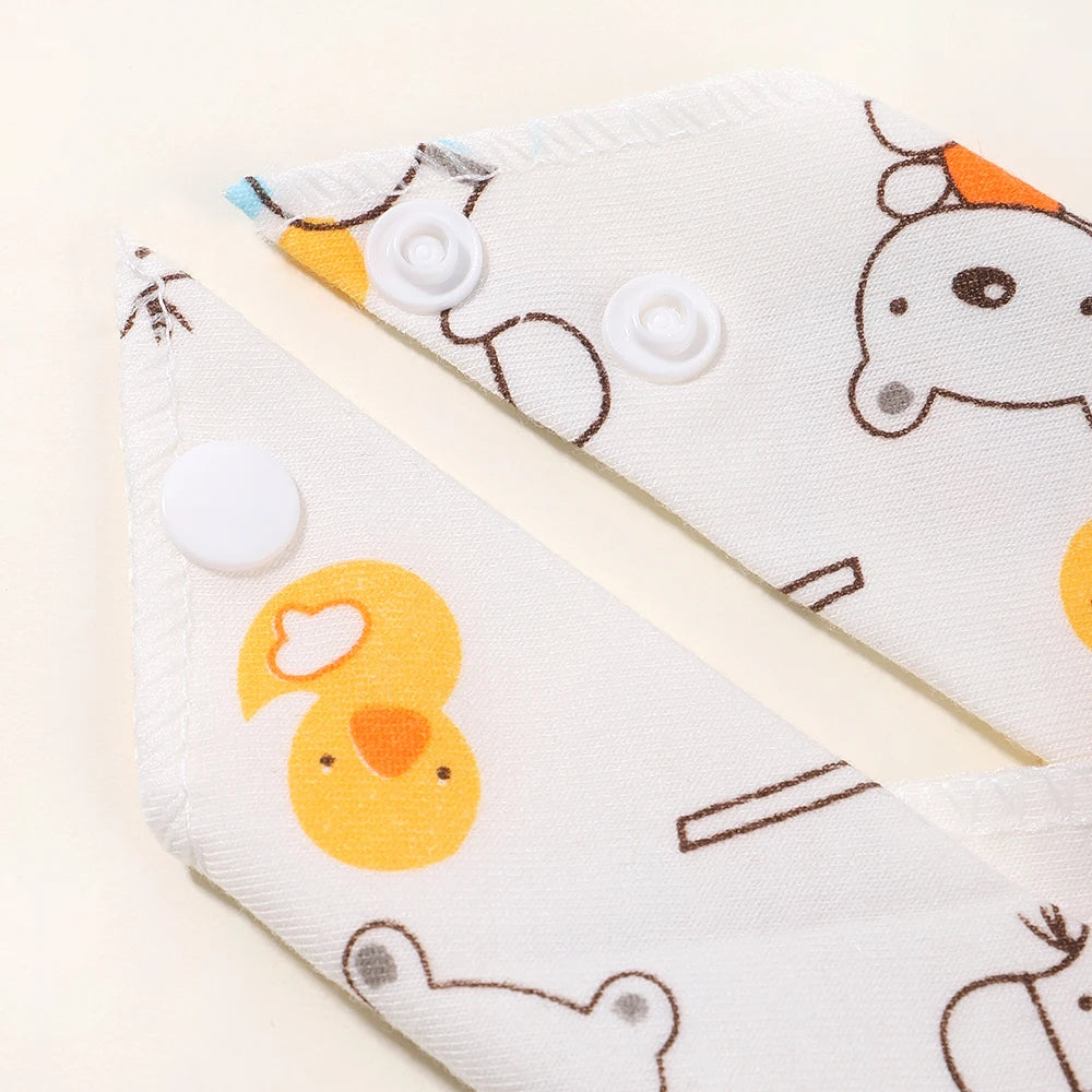 Newborn Cartoon Linen Bibs Kids Burp Cloth Baby Stuff Feeding Drooling Bandana