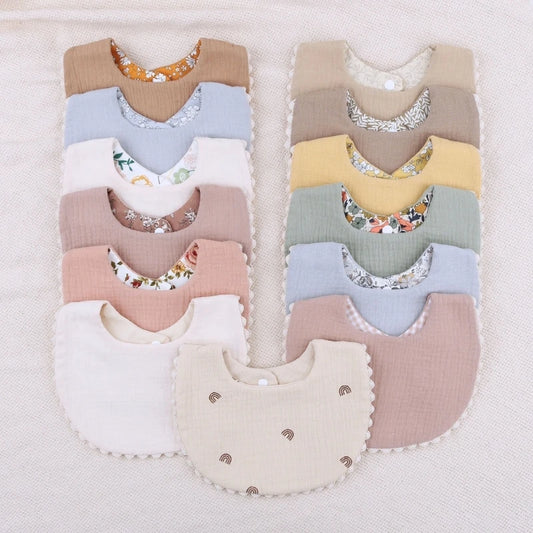 Reversible Baby Bibs Newborn Cotton Feeding Saliva Towel