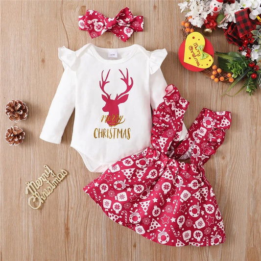 0-18 Months Newborn Baby Girl Christmas 3PCS