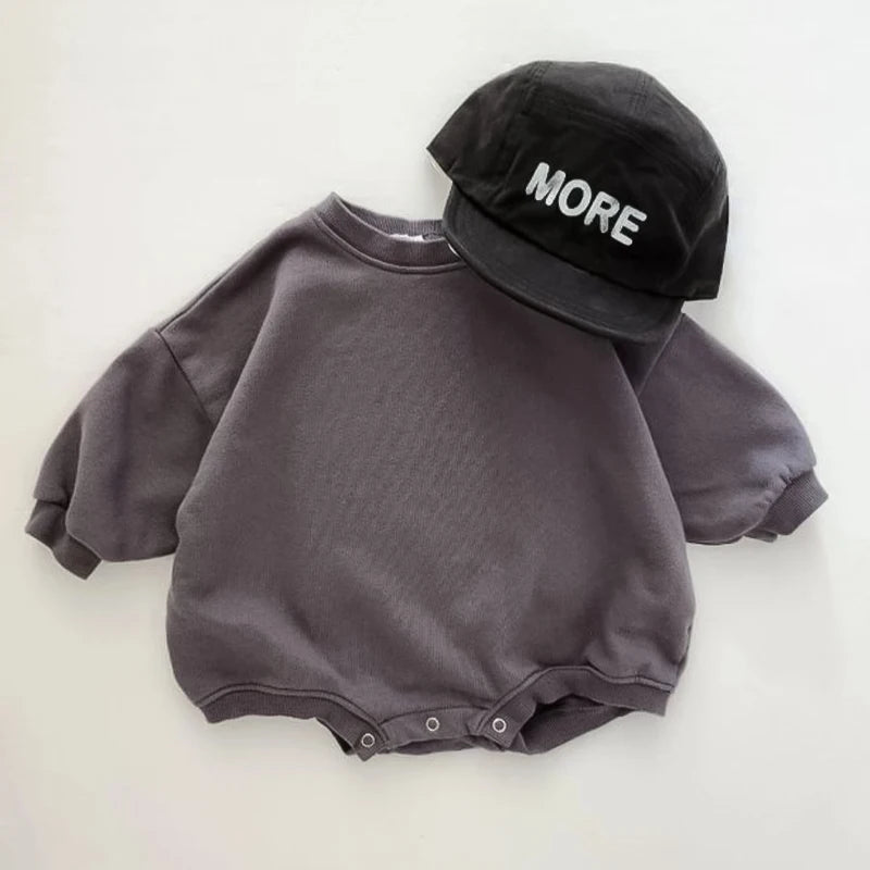 0-24M Newborn Jumpsuit Infant Baby Girls Boys Sweatshirt Romper Toddler Long Sleeve Basic Cotton Baby Clothes